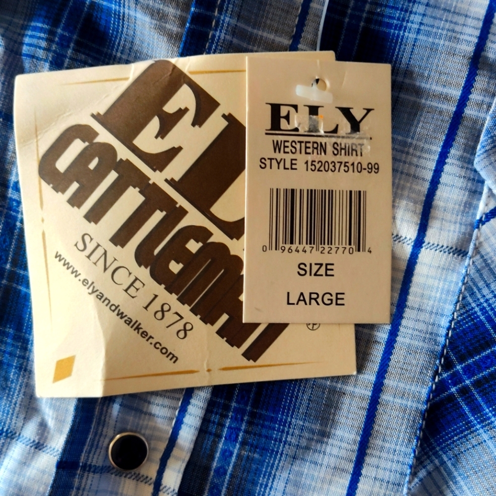 Ely Cattleman Blue and White Plaid Shirt